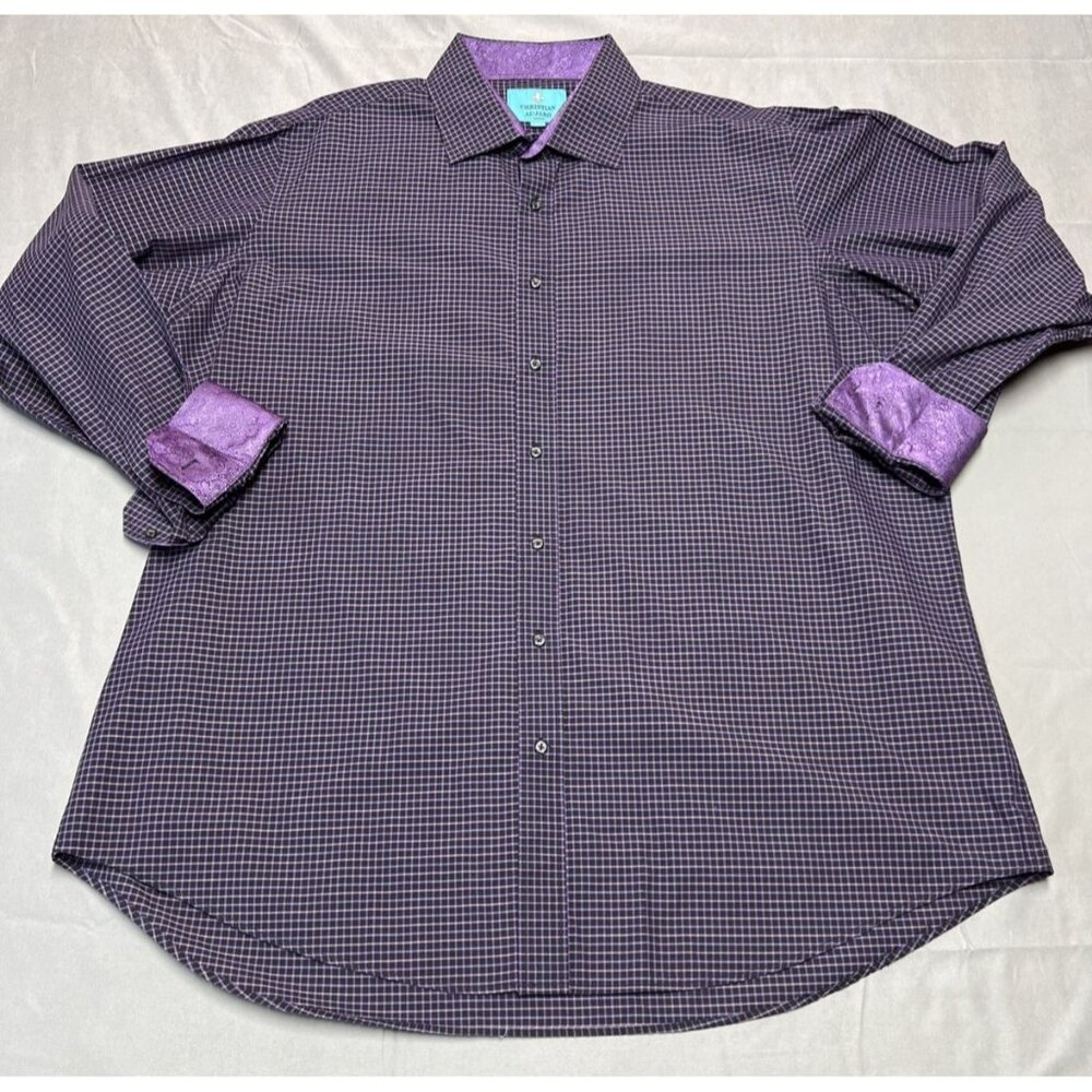 Christian Aujard Casual Long Sleeve Button down Men's SZ 2XLT Purple Flip Cuff